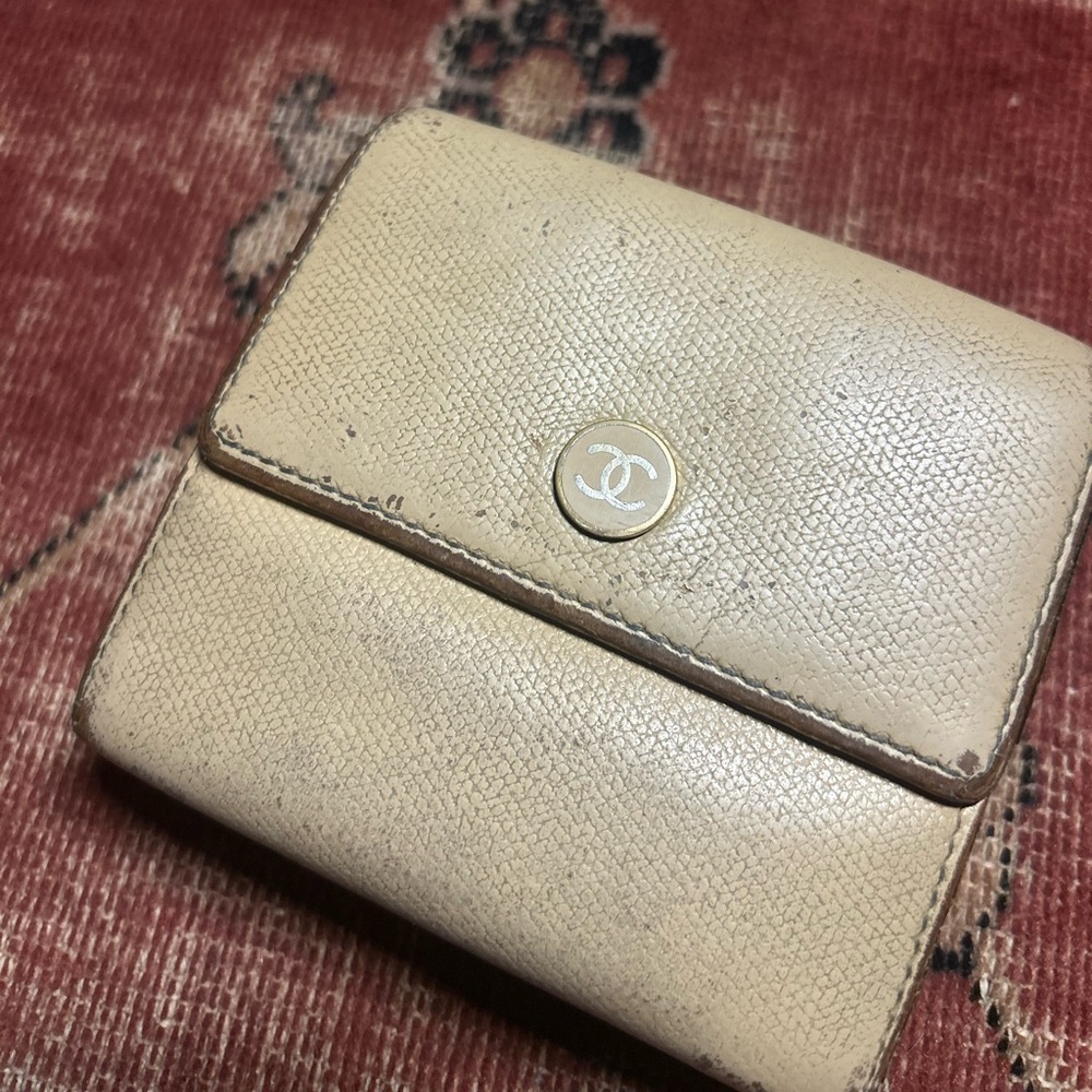 Vintage Tan Leather Chanel Wallet